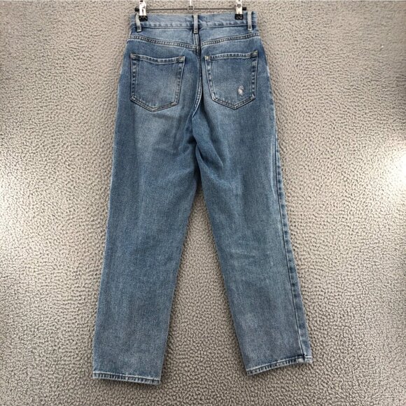 PacSun Jeans Womens 24 Blue High Rise Straight Distressed Light Wash Button Fly - Picture 3 of 12